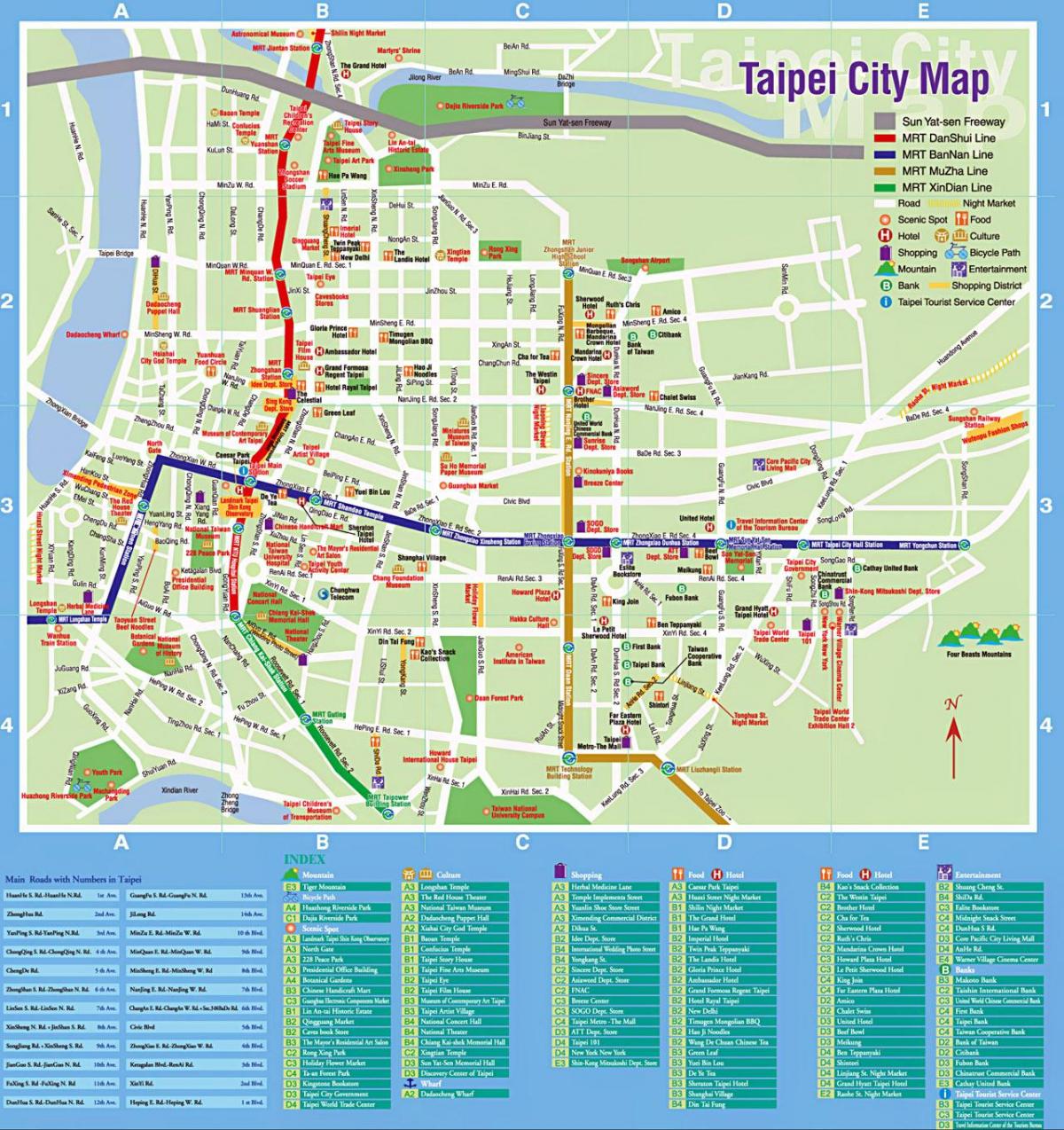 peta kota Taipei, wisata
