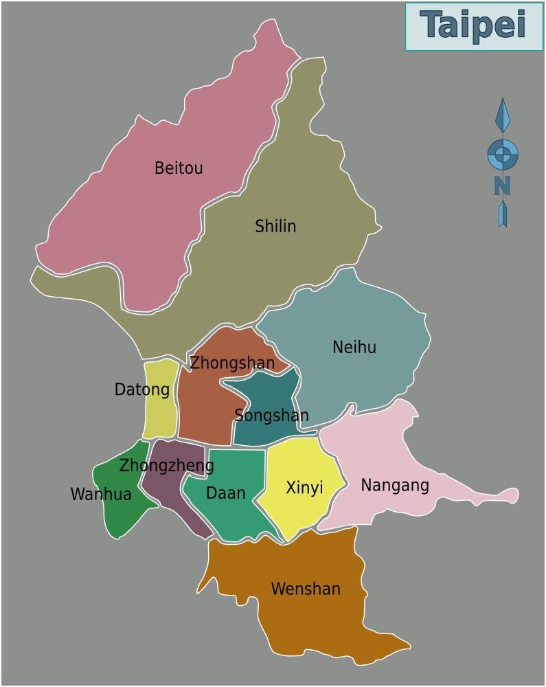 Kota Taipei, distrik peta