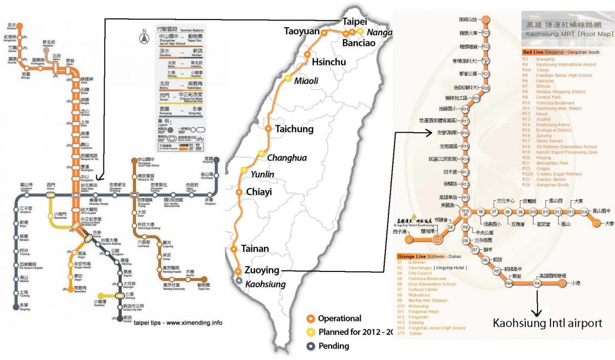 peta Taipei rel kecepatan tinggi stasiun