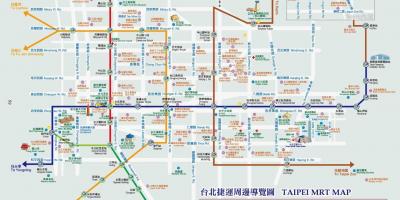 Taipei metro peta dengan obyek wisata